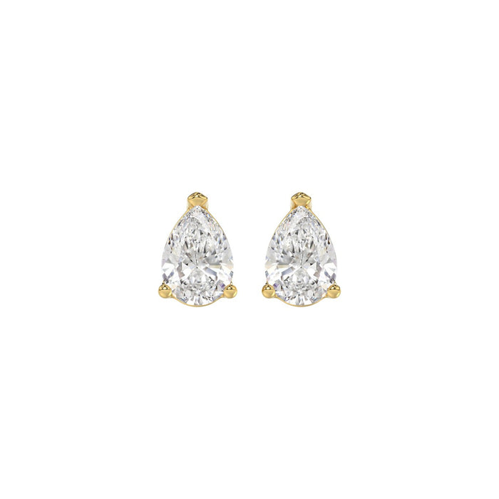 1 CT Pear Lab Diamond Stud Earrings in 10K Yellow Gold