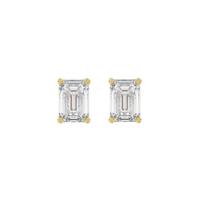 1.5 CT Emerald Cut Lab Diamond Stud Earrings in 10K Yellow Gold