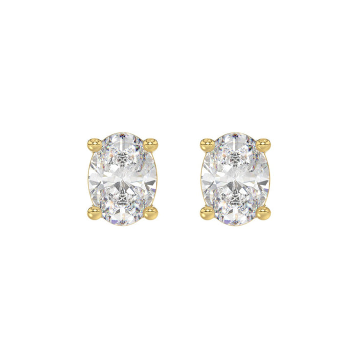 4 CT Oval Lab Diamond Stud Earrings in 10K Yellow Gold