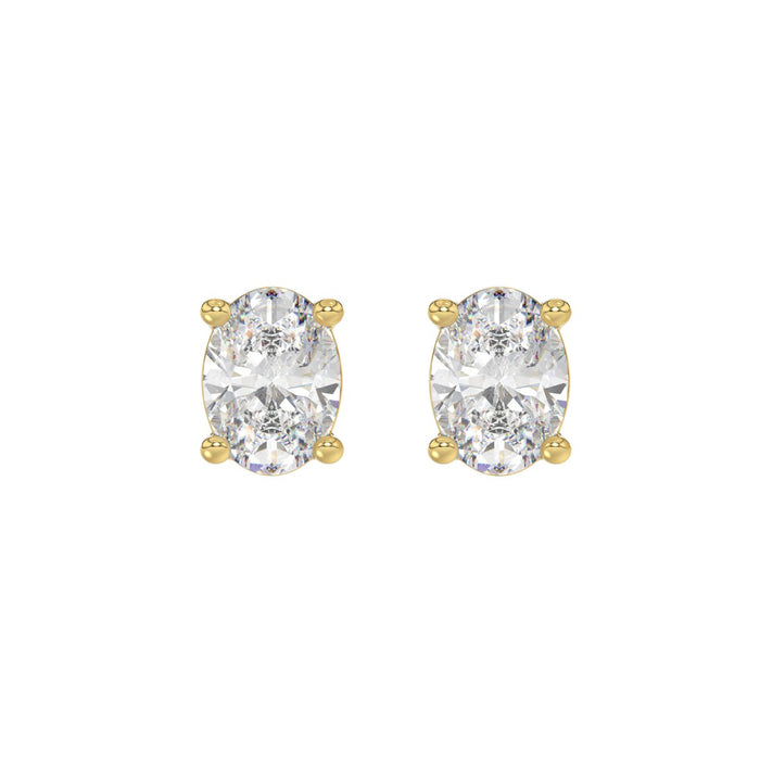 3 CT Oval Lab Diamond Stud Earrings in 14K Yellow Gold