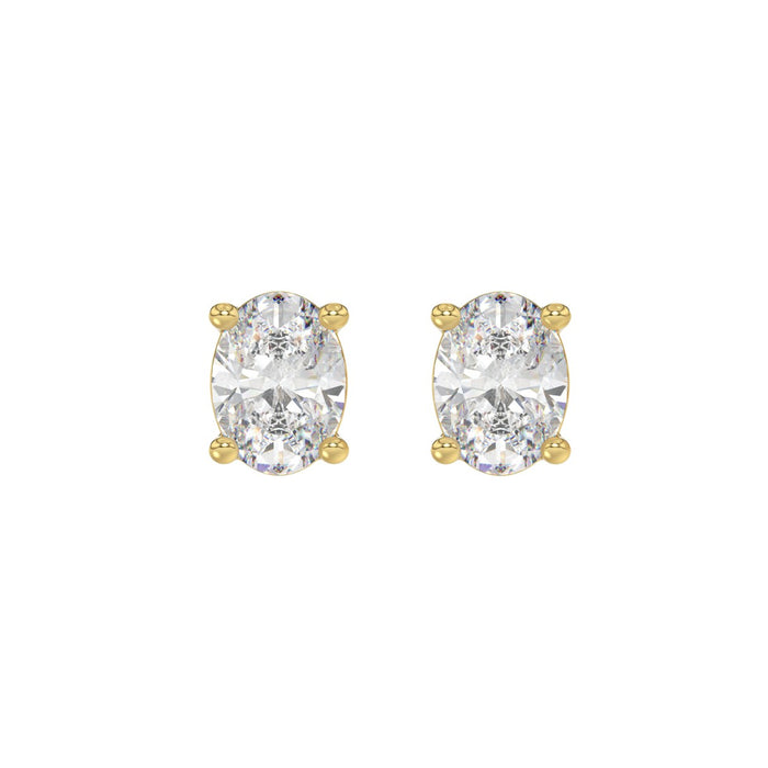 2.5 CT Oval Lab Diamond Stud Earrings in 10K Yellow Gold