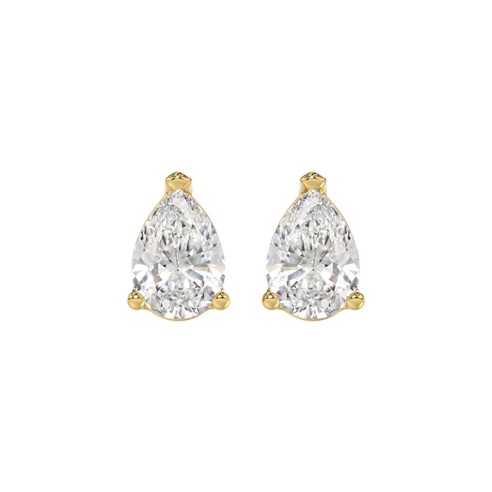 3 CT Pear Lab Diamond Stud Earrings in 14K Yellow Gold