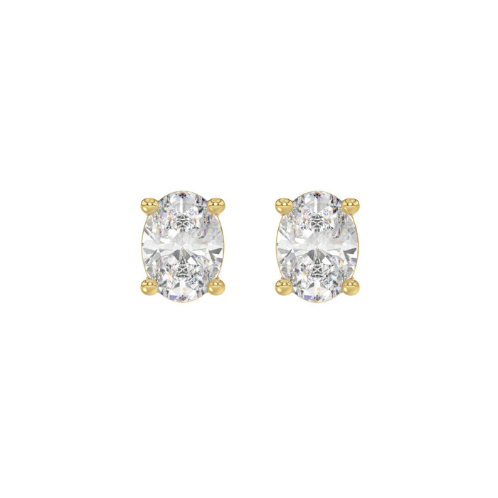 2 CT Oval Lab Diamond Stud Earrings in 10K Yellow Gold