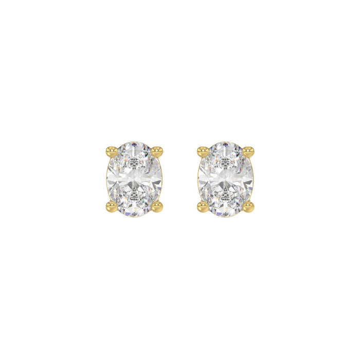 1.5 CT Oval Lab Diamond Stud Earrings in 10K Yellow Gold
