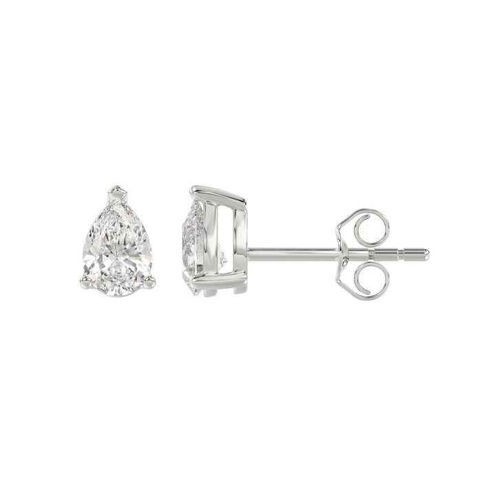 1 CT Pear Lab Diamond Stud Earrings in 10K White Gold