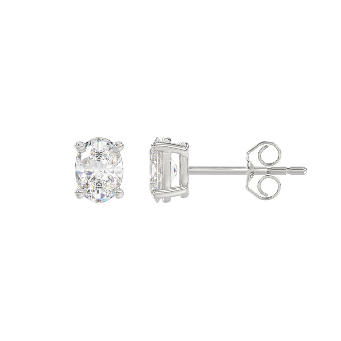 1 CT Oval Lab Diamond Stud Earrings in 14K White Gold