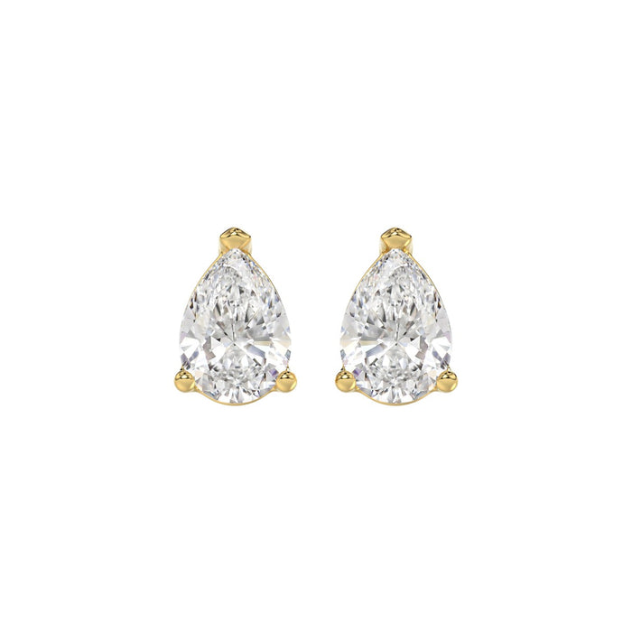 2.5 CT Pear Lab Diamond Stud Earrings in 14K Yellow Gold