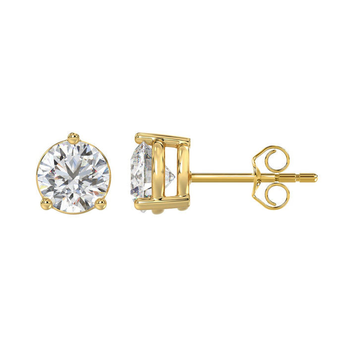 4 CT Lab Diamond Round Stud Earrings in 14K Yellow Gold
