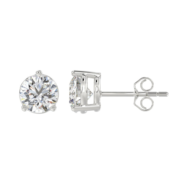 4 CT Lab Diamond Round Stud Earrings in 10K White Gold