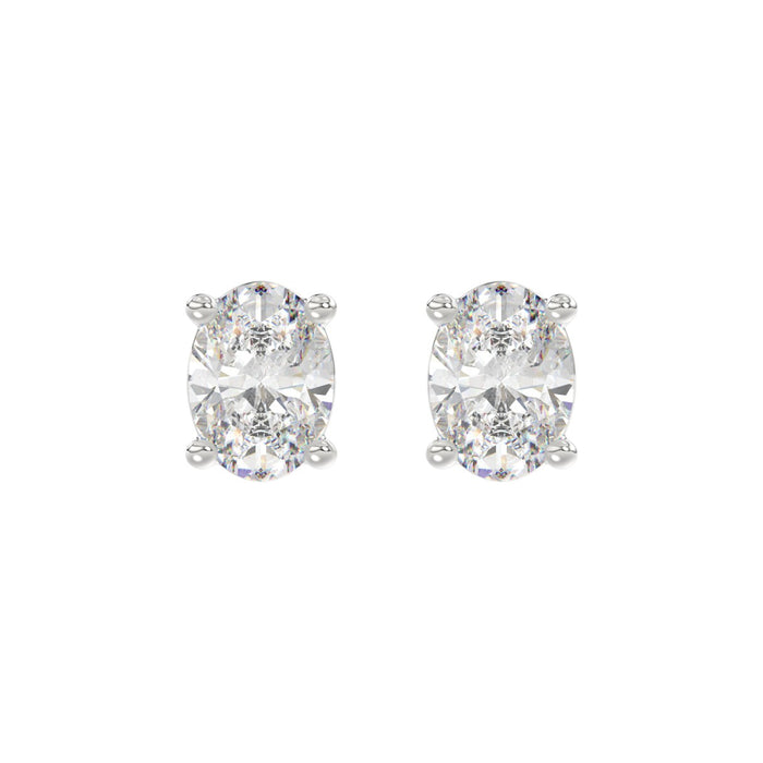 4 CT Lab Diamond Oval Stud Earrings in 10K White Gold