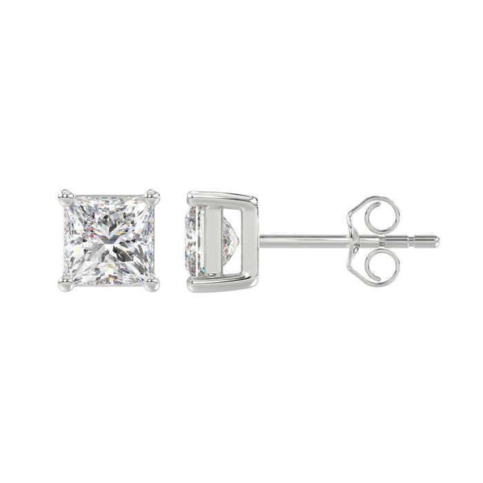 2.5 CT Lab Diamond Princess Stud Earrings in 10K White Gold