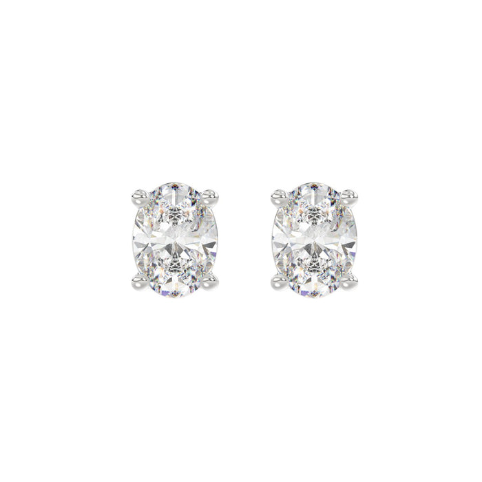 2.5 CT Lab Diamond Oval Stud Earrings in 14K White Gold