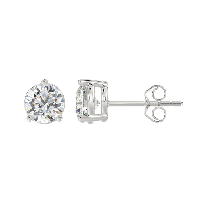 3 CT Lab Diamond Round Brilliant Stud Earrings in 10K White Gold