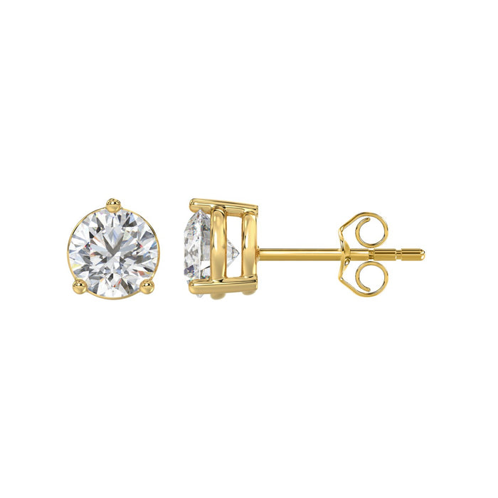 2.5 CT Lab Diamond Round Brilliant Stud Earrings in 14K Yellow Gold
