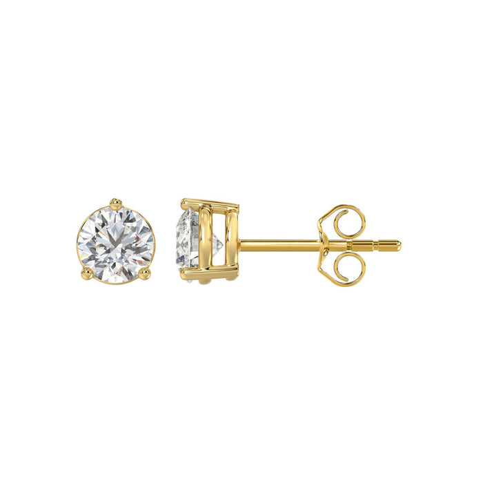 1.5 CT Lab Diamond Round Brilliant Stud Earrings in 10K Yellow Gold