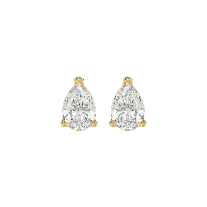 2 CT Pear Lab Diamond Stud Earrings in 14K Yellow Gold