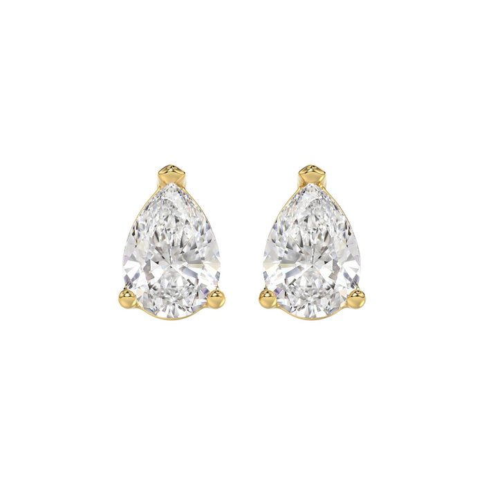 4 CT Pear Lab Diamond Stud Earrings in 14K Yellow Gold