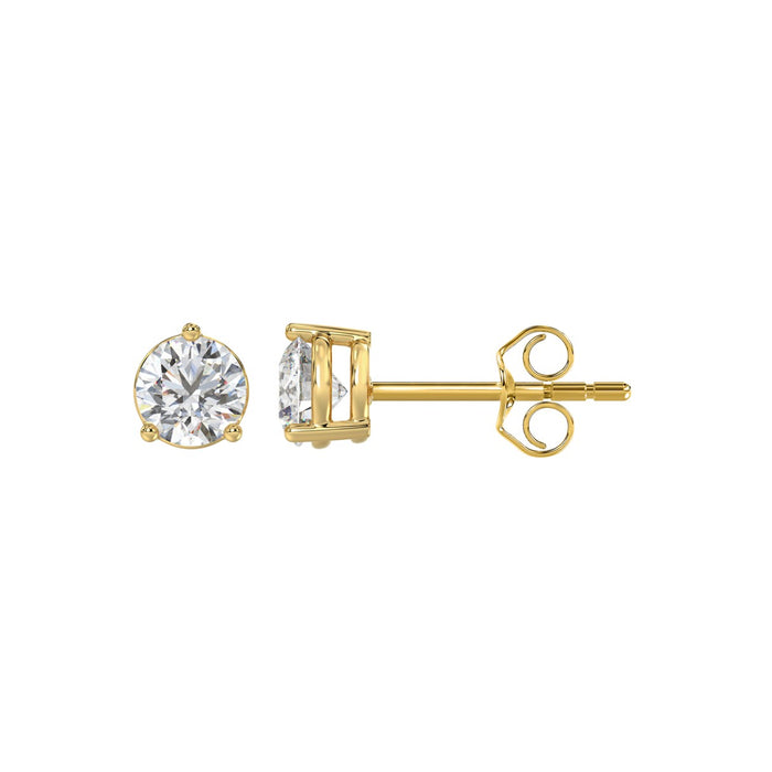 1 CT Lab Diamond Round Brilliant Stud Earrings in 10K Yellow Gold