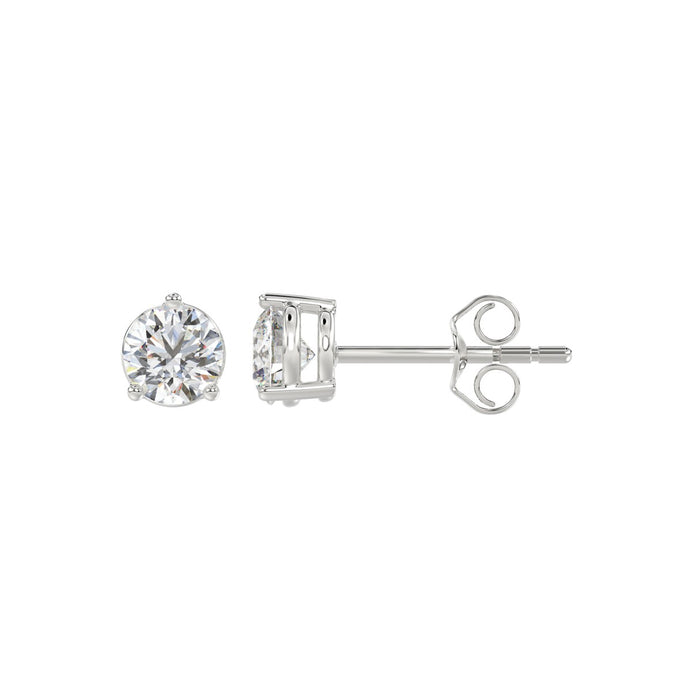 1 CT Lab Diamond Round Brilliant Stud Earrings in 10K White Gold