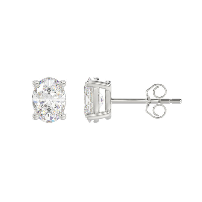 2 CT Lab Diamond Oval Cut Stud Earrings in 10K White Gold