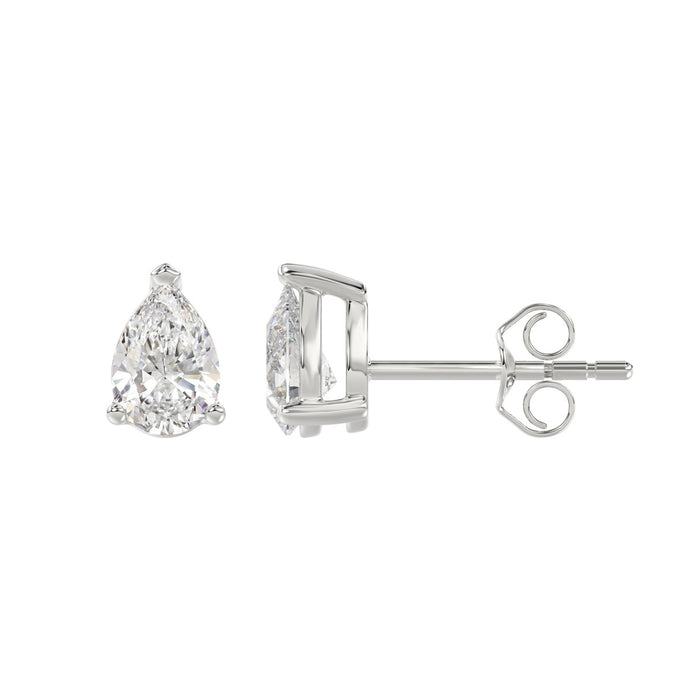 1.5 CT Lab Diamond Pear Cut Stud Earrings in 14K White Gold