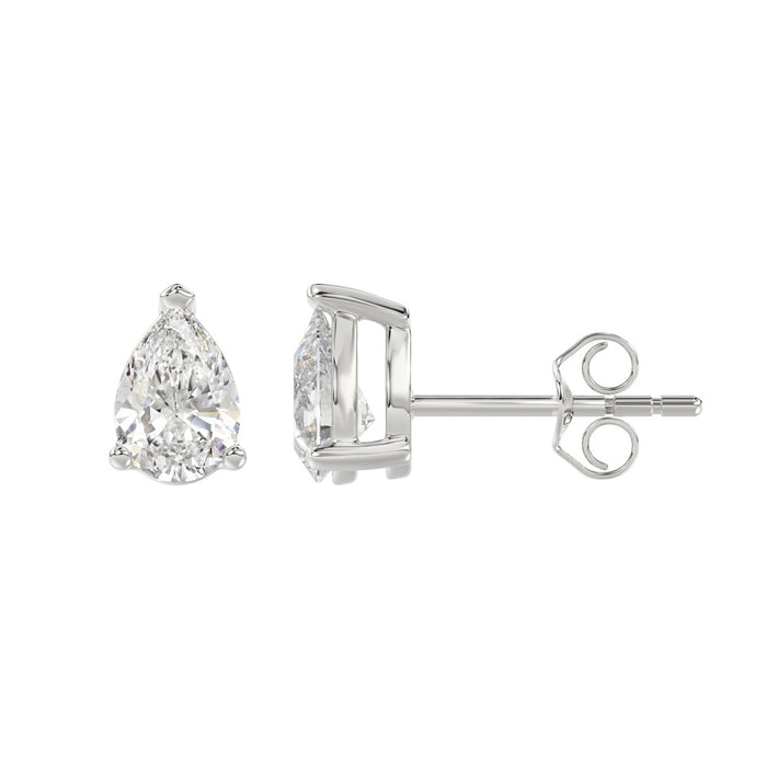2 CT Lab Diamond Pear Cut Stud Earrings in 10K White Gold