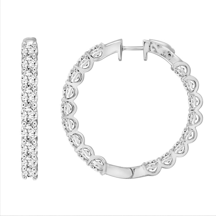 7 CT Lab Diamond Inside-Out Round Hoop Earrings in 14K White Gold