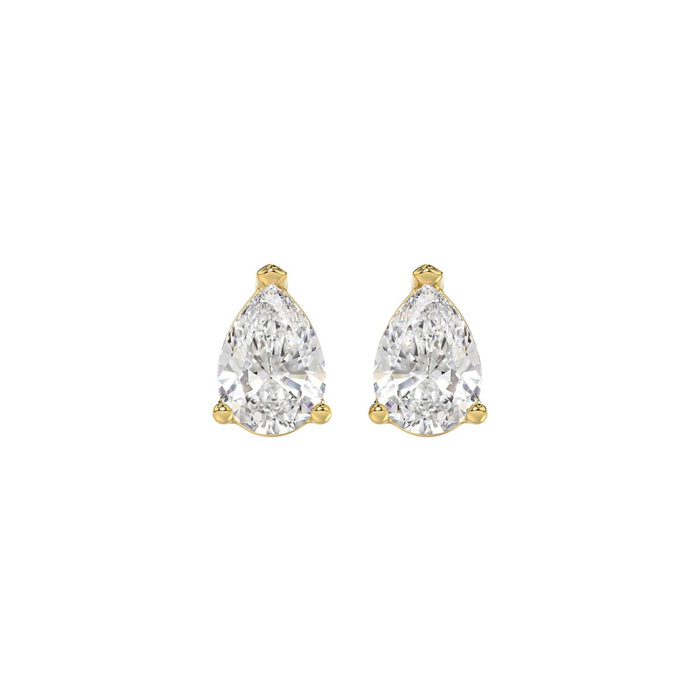1.5 CT Pear Lab Diamond Stud Earrings in 14K Yellow Gold