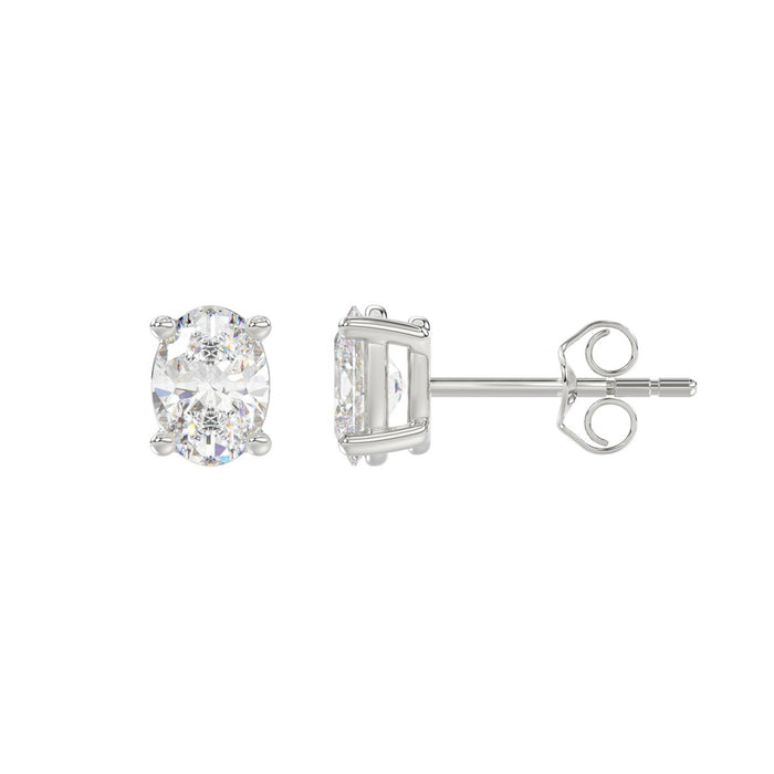 1.5 CT Lab Diamond Oval Stud Earrings in 10K White Gold