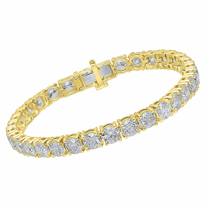 4 Prong Round Tennis Bracelet - 14K yellow Gold, 15.00 CT (12362)