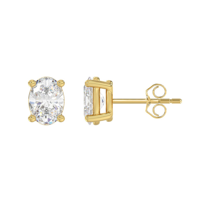 2.5 CT Oval Lab Diamond Stud Earrings in 10K Yellow Gold