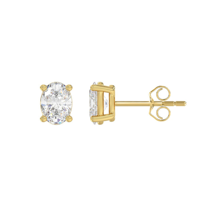 1.5 CT Oval Lab Diamond Stud Earrings in 14K Yellow Gold