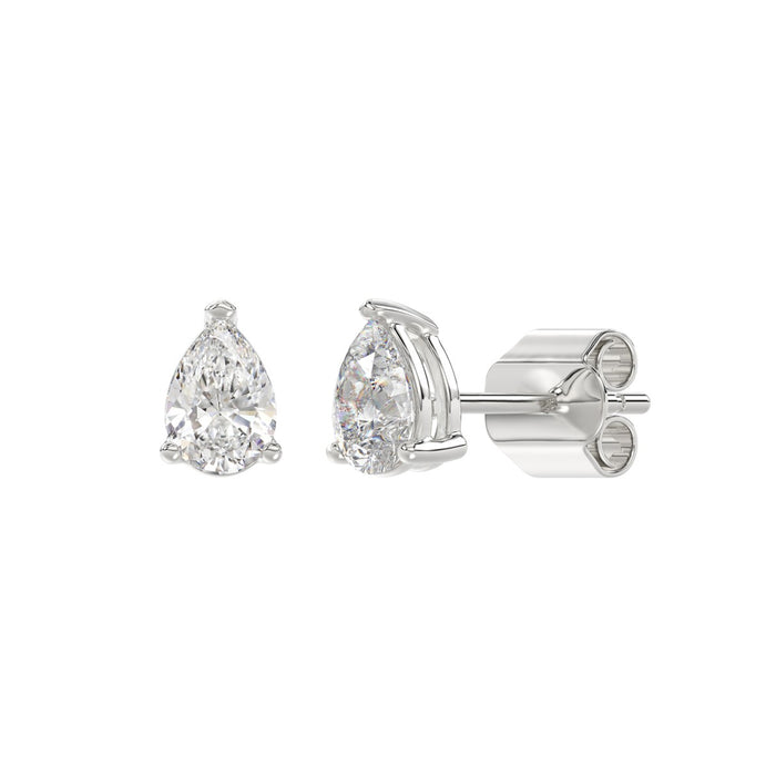 1 CT Pear Lab Diamond Stud Earrings in 10K White Gold