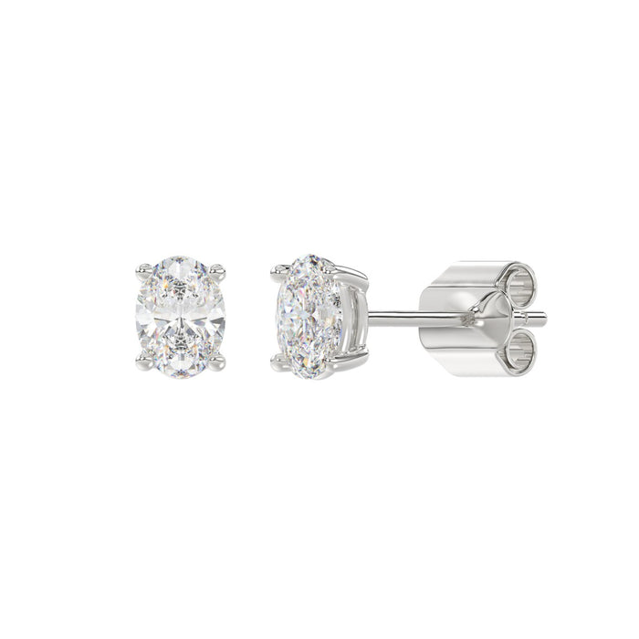 1 CT Oval Lab Diamond Stud Earrings in 10K White Gold
