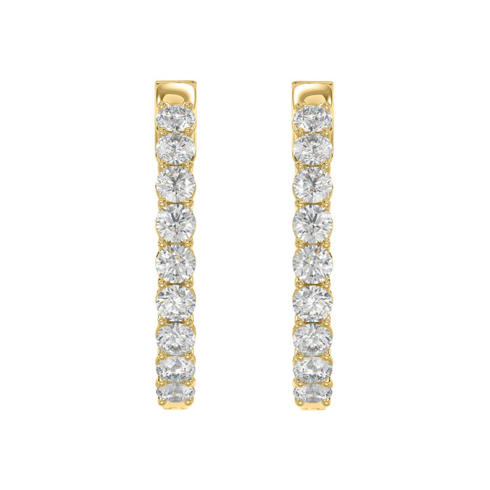 3 CT Lab Diamond Inside-Out Round Hoop Earrings in 10K Yellow Gold