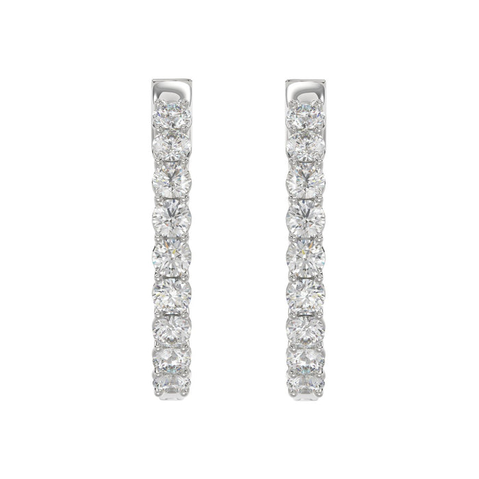 3 CT Lab Diamond Inside-Out Round Hoop Earrings in 14K White Gold