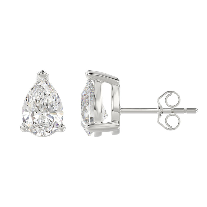 4 CT Lab Diamond Pear Stud Earrings in 14K White Gold