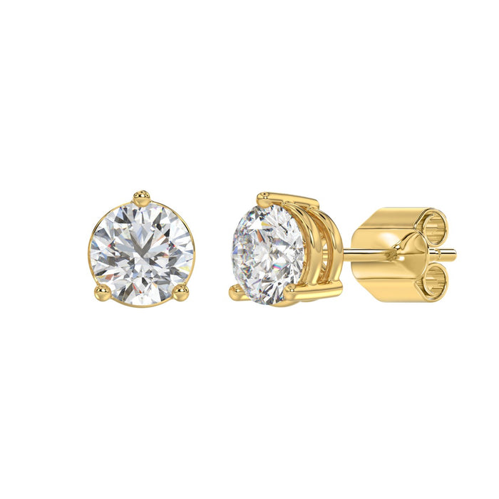 4 CT Lab Diamond Round Stud Earrings in 14K Yellow Gold
