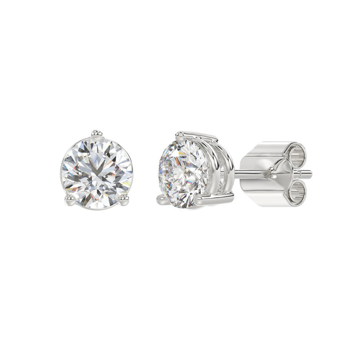 4 CT Lab Diamond Round Stud Earrings in 14K White Gold
