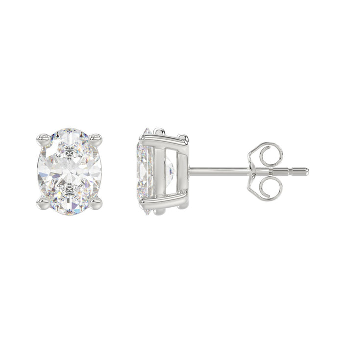 4 CT Lab Diamond Oval Stud Earrings in 10K White Gold