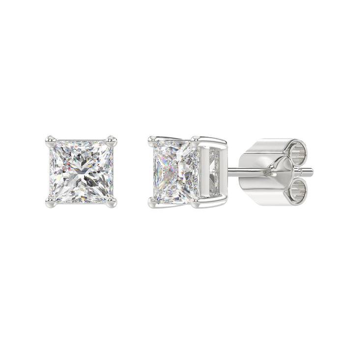2.5 CT Lab Diamond Princess Stud Earrings in 10K White Gold
