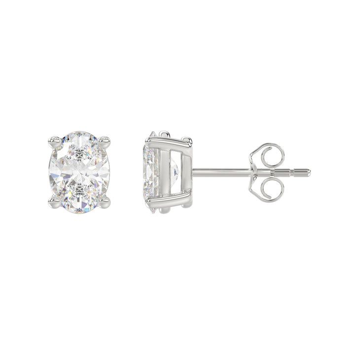 2.5 CT Lab Diamond Oval Stud Earrings in 14K White Gold