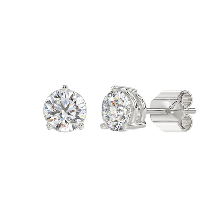 3 CT Lab Diamond Round Brilliant Stud Earrings in 10K White Gold