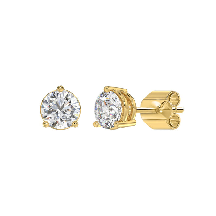 2.5 CT Lab Diamond Round Brilliant Stud Earrings in 14K Yellow Gold