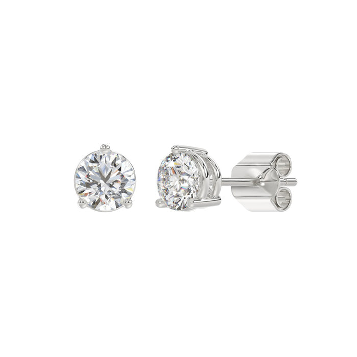 2 CT Lab Diamond Round Brilliant Stud Earrings in 10K White Gold