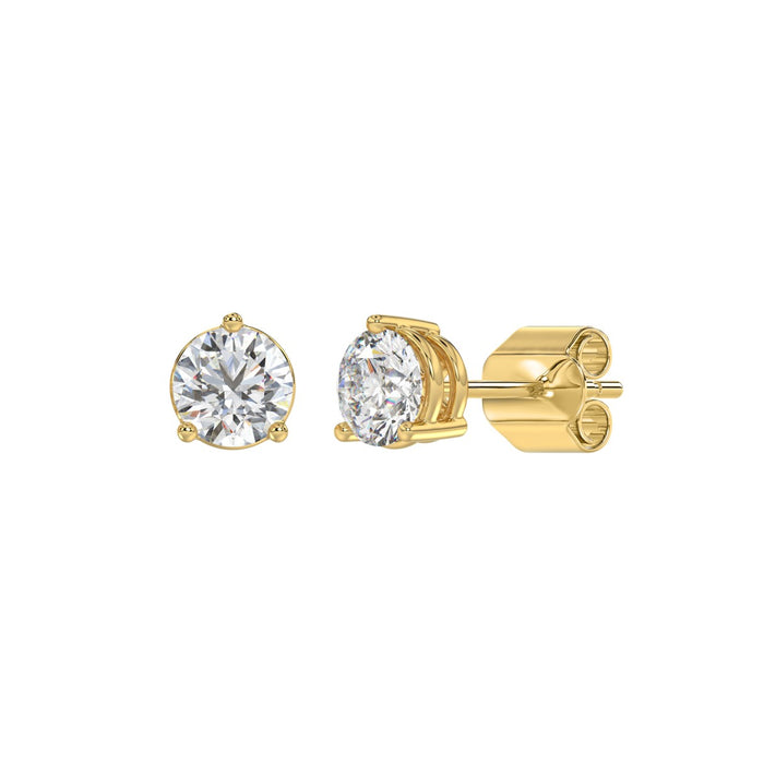 1.5 CT Lab Diamond Round Brilliant Stud Earrings in 10K Yellow Gold