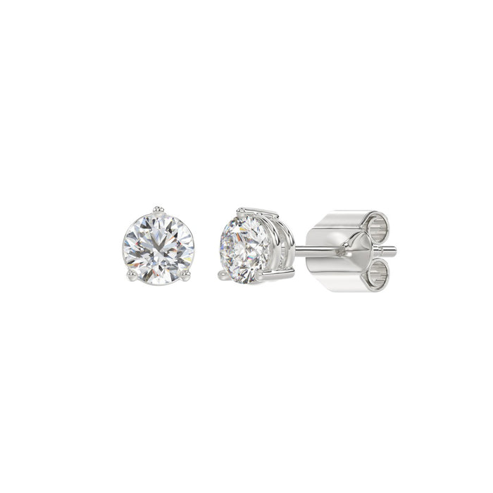 1 CT Lab Diamond Round Brilliant Stud Earrings in 10K White Gold