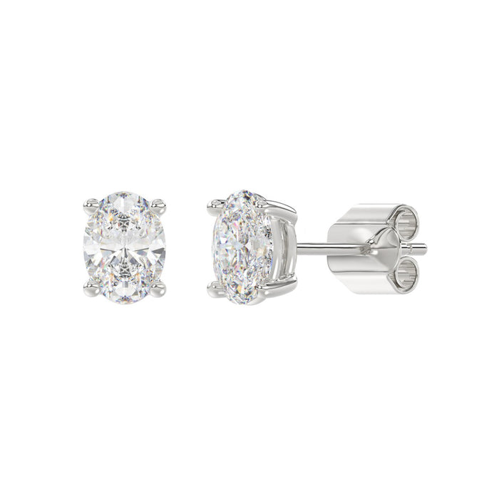 2 CT Lab Diamond Oval Cut Stud Earrings in 10K White Gold