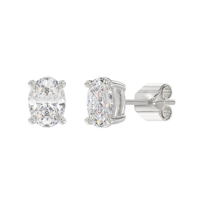 3 CT Lab Diamond Oval Cut Stud Earrings in 14K White Gold