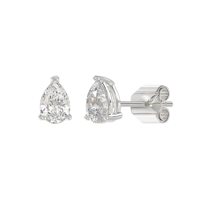 1.5 CT Lab Diamond Pear Cut Stud Earrings in 14K White Gold